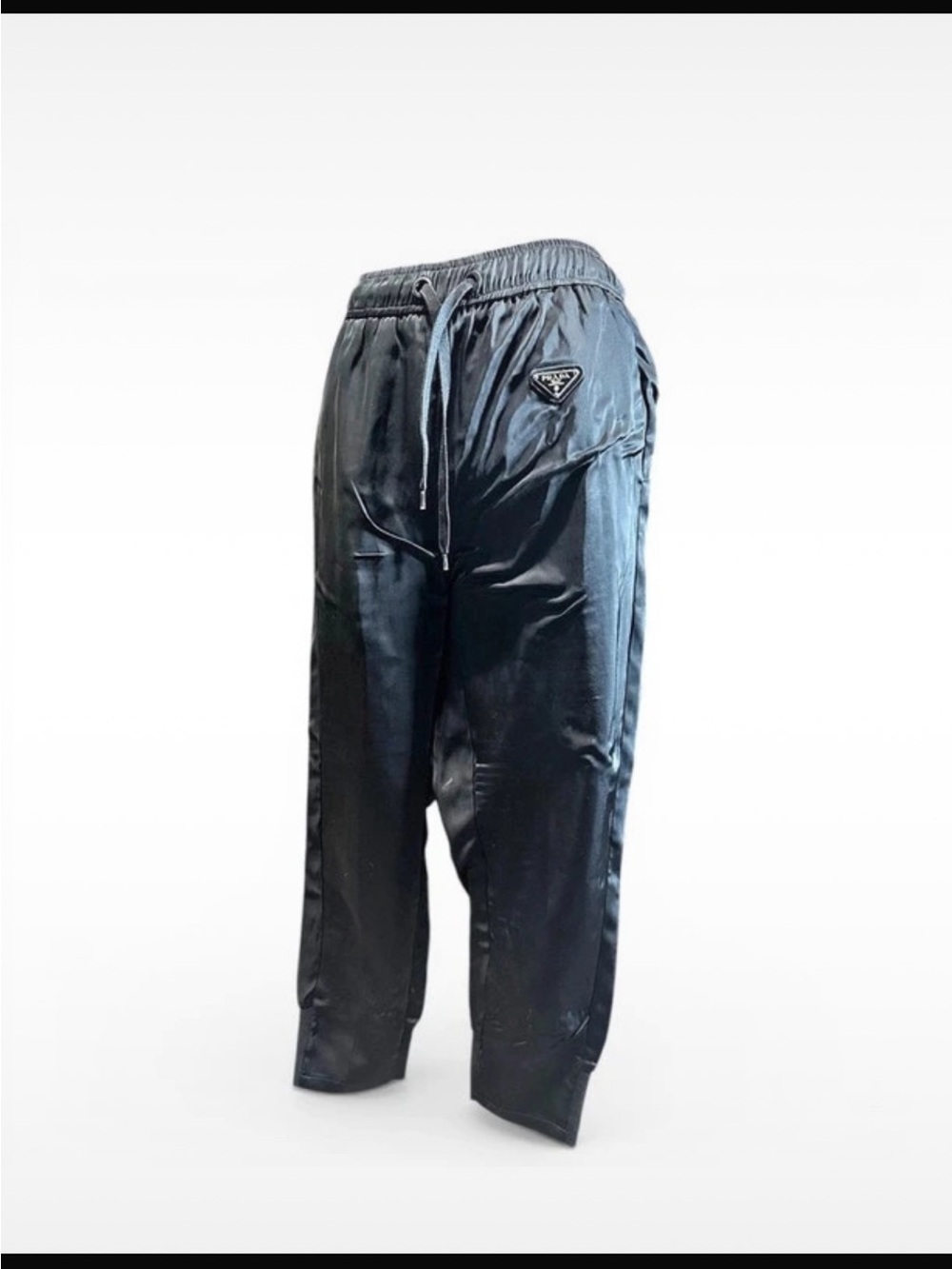 Prada Black Glossy Nylon Jogger Pants